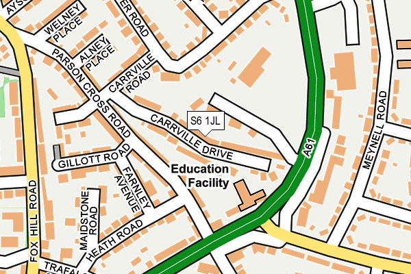 S6 1JL map - OS OpenMap – Local (Ordnance Survey)