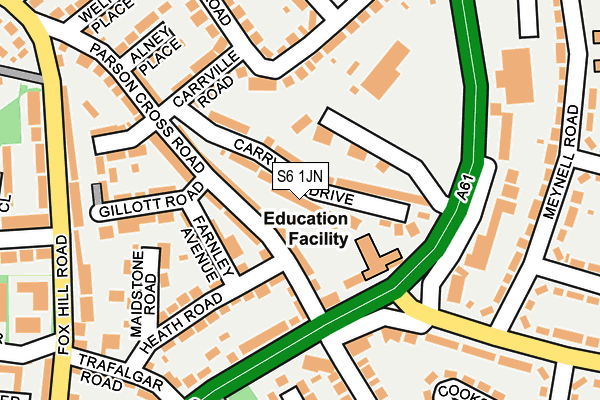 S6 1JN map - OS OpenMap – Local (Ordnance Survey)