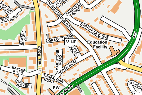 S6 1JP map - OS OpenMap – Local (Ordnance Survey)