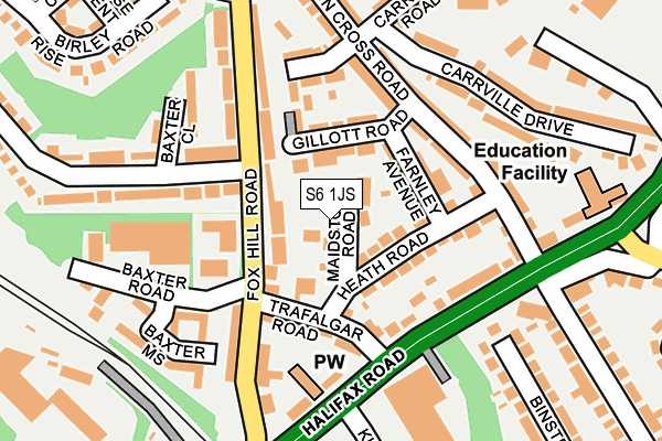 S6 1JS map - OS OpenMap – Local (Ordnance Survey)