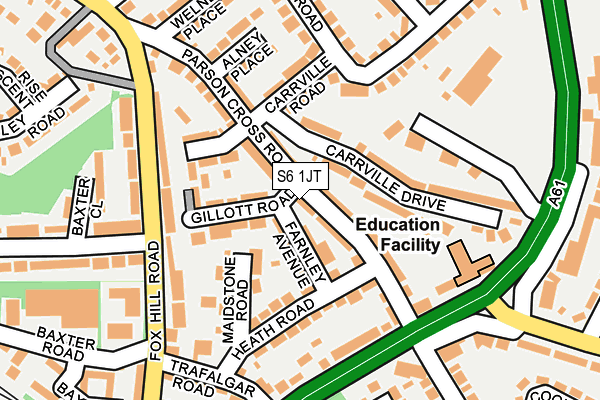 S6 1JT map - OS OpenMap – Local (Ordnance Survey)