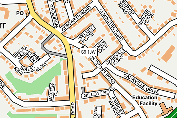 S6 1JW map - OS OpenMap – Local (Ordnance Survey)