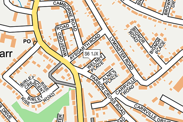 S6 1JX map - OS OpenMap – Local (Ordnance Survey)