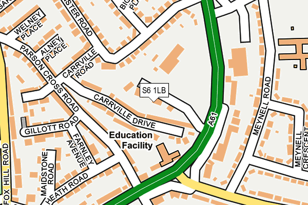 S6 1LB map - OS OpenMap – Local (Ordnance Survey)