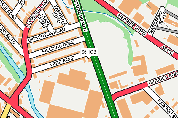 S6 1QB map - OS OpenMap – Local (Ordnance Survey)