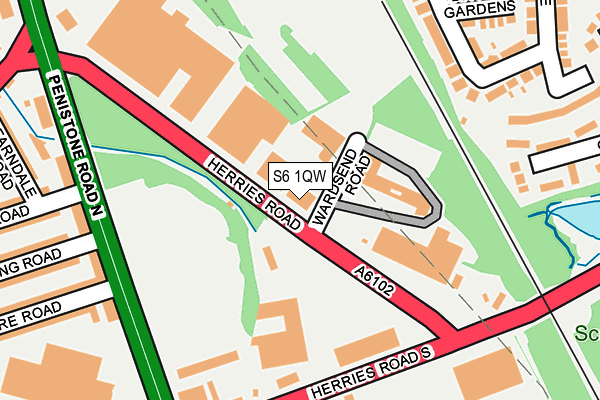 S6 1QW map - OS OpenMap – Local (Ordnance Survey)