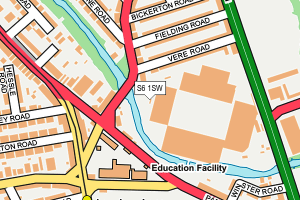 S6 1SW map - OS OpenMap – Local (Ordnance Survey)