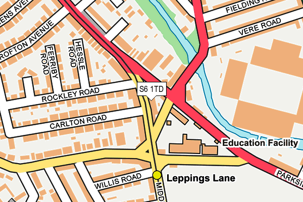 S6 1TD map - OS OpenMap – Local (Ordnance Survey)