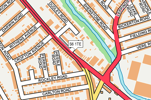 S6 1TE map - OS OpenMap – Local (Ordnance Survey)