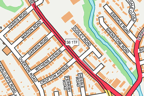 S6 1TF map - OS OpenMap – Local (Ordnance Survey)