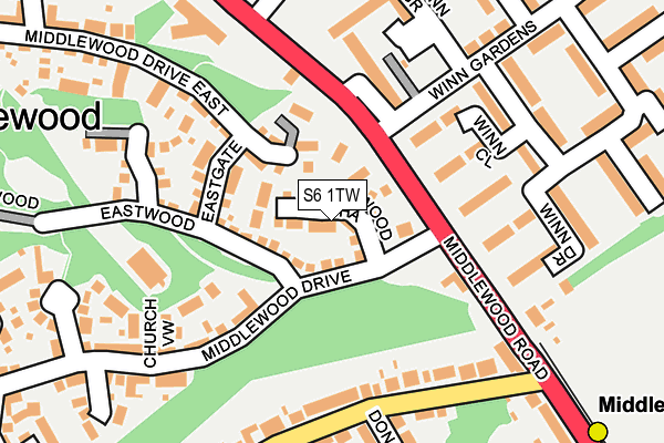 S6 1TW map - OS OpenMap – Local (Ordnance Survey)