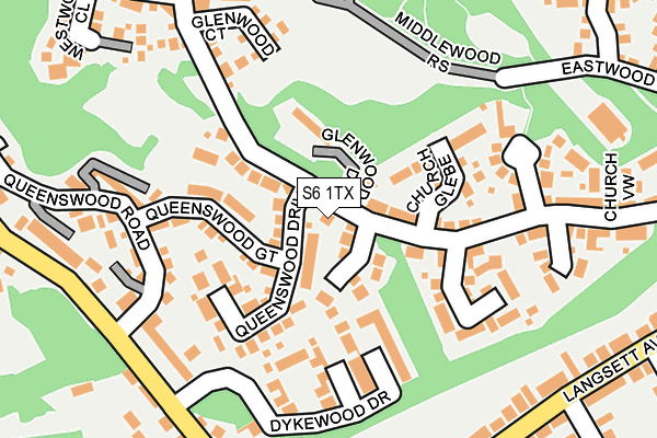 S6 1TX map - OS OpenMap – Local (Ordnance Survey)