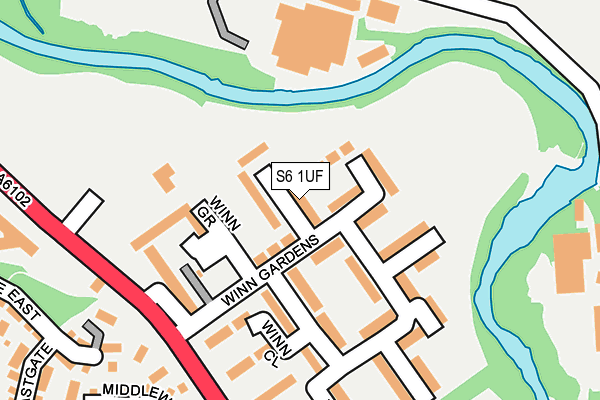 S6 1UF map - OS OpenMap – Local (Ordnance Survey)