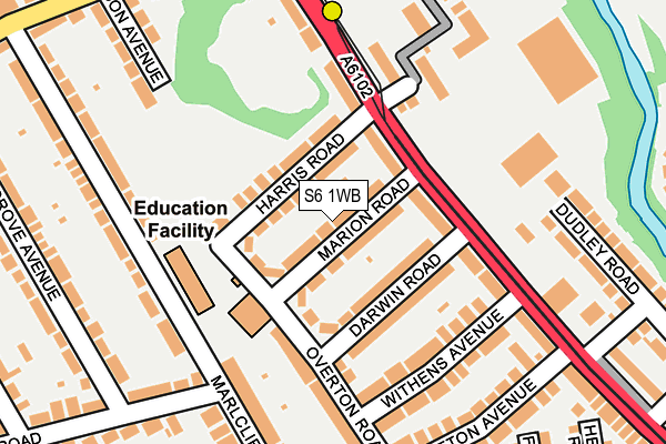 S6 1WB map - OS OpenMap – Local (Ordnance Survey)