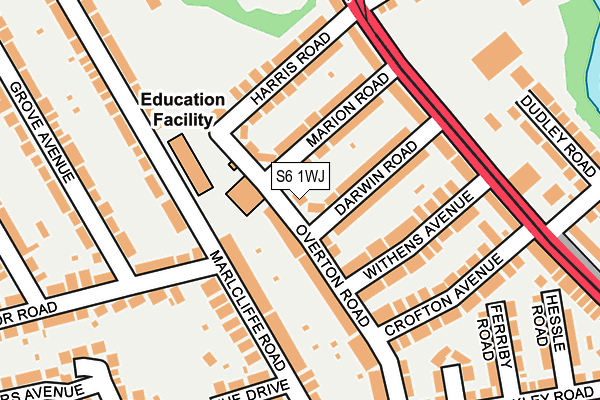 S6 1WJ map - OS OpenMap – Local (Ordnance Survey)