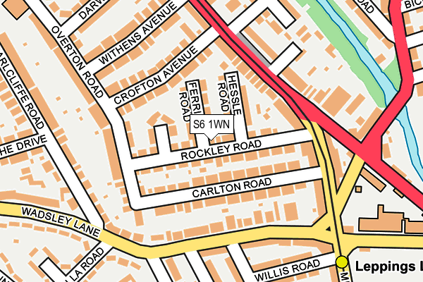 S6 1WN map - OS OpenMap – Local (Ordnance Survey)