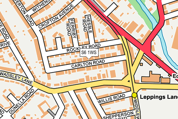 S6 1WS map - OS OpenMap – Local (Ordnance Survey)