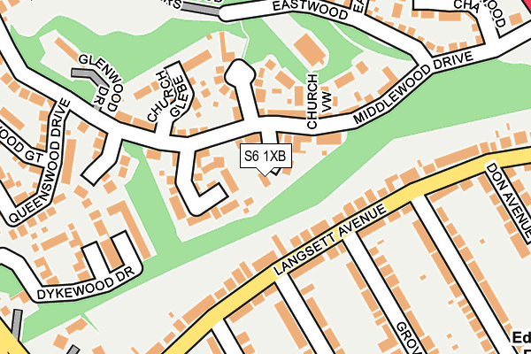 S6 1XB map - OS OpenMap – Local (Ordnance Survey)