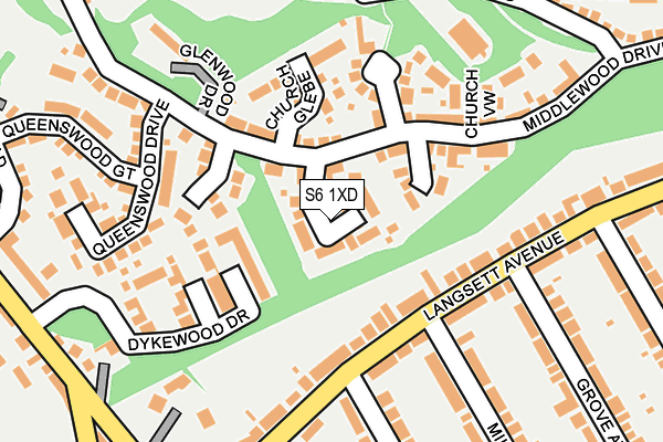 S6 1XD map - OS OpenMap – Local (Ordnance Survey)