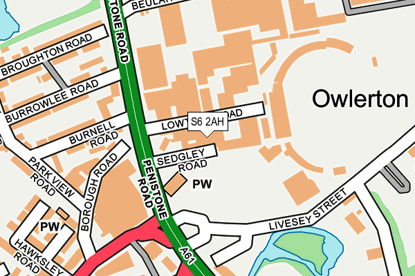 S6 2AH map - OS OpenMap – Local (Ordnance Survey)