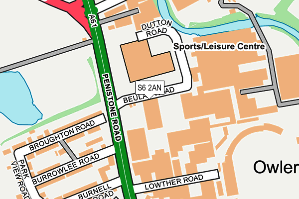 S6 2AN map - OS OpenMap – Local (Ordnance Survey)