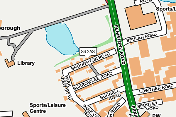 S6 2AS map - OS OpenMap – Local (Ordnance Survey)