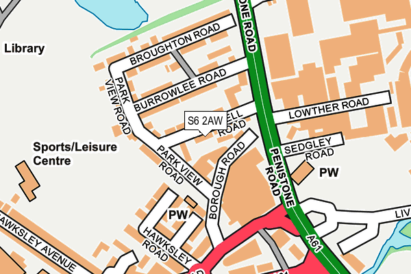 S6 2AW map - OS OpenMap – Local (Ordnance Survey)