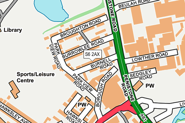 S6 2AX map - OS OpenMap – Local (Ordnance Survey)