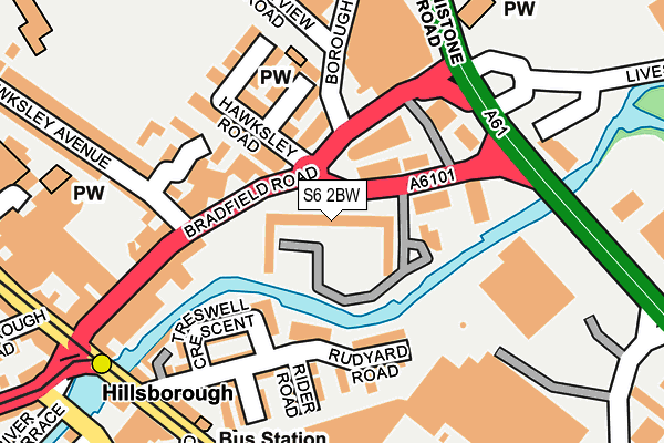 S6 2BW map - OS OpenMap – Local (Ordnance Survey)