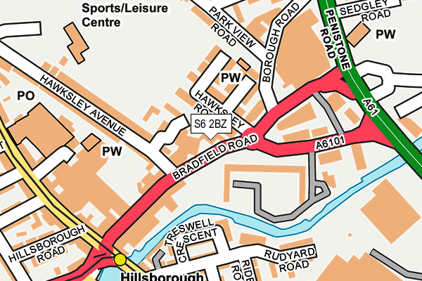 S6 2BZ map - OS OpenMap – Local (Ordnance Survey)