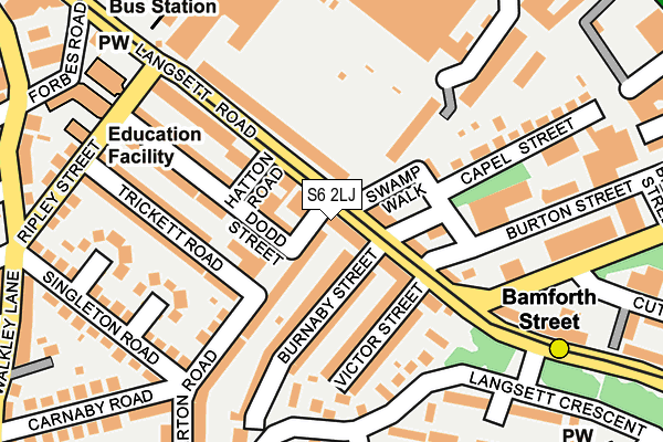 S6 2LJ map - OS OpenMap – Local (Ordnance Survey)