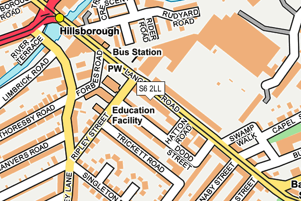 S6 2LL map - OS OpenMap – Local (Ordnance Survey)