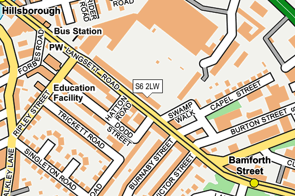 S6 2LW map - OS OpenMap – Local (Ordnance Survey)