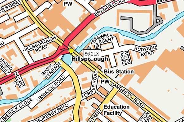 S6 2LX map - OS OpenMap – Local (Ordnance Survey)