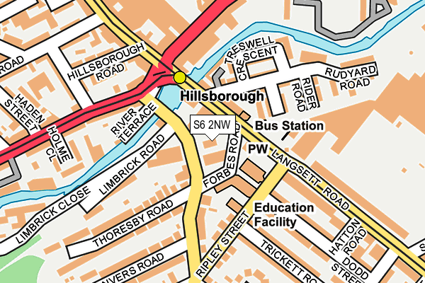 S6 2NW map - OS OpenMap – Local (Ordnance Survey)