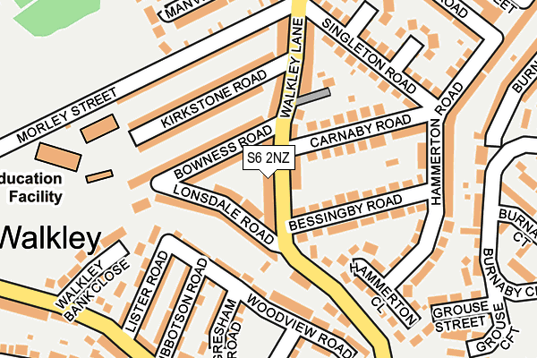 S6 2NZ map - OS OpenMap – Local (Ordnance Survey)