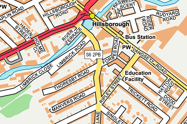 S6 2PB map - OS OpenMap – Local (Ordnance Survey)