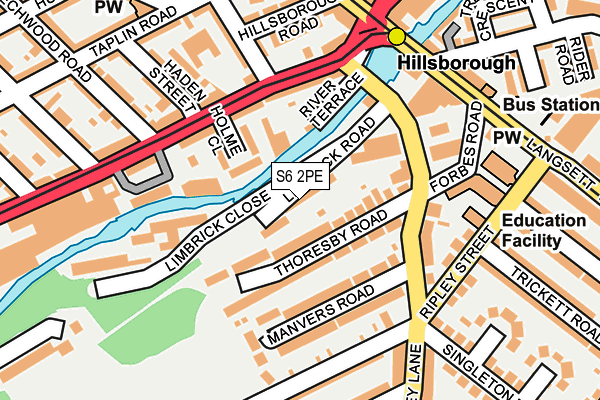 S6 2PE map - OS OpenMap – Local (Ordnance Survey)