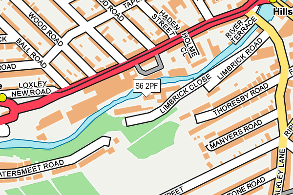 S6 2PF map - OS OpenMap – Local (Ordnance Survey)