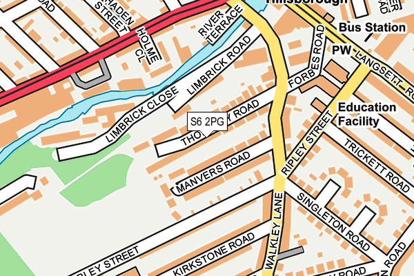 S6 2PG map - OS OpenMap – Local (Ordnance Survey)