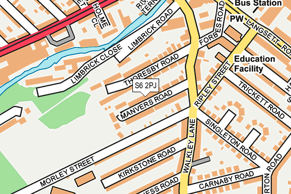 S6 2PJ map - OS OpenMap – Local (Ordnance Survey)
