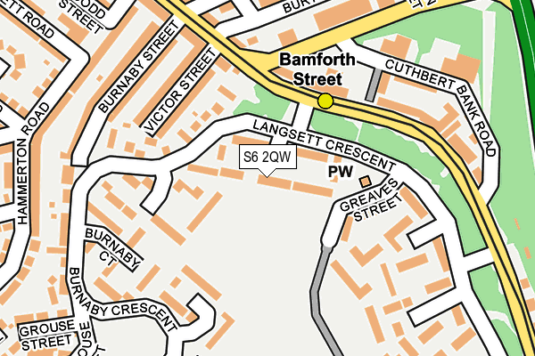 S6 2QW map - OS OpenMap – Local (Ordnance Survey)