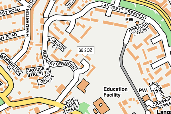 S6 2QZ map - OS OpenMap – Local (Ordnance Survey)