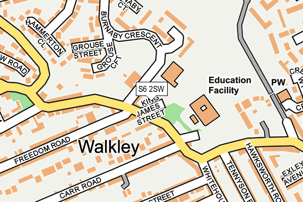 S6 2SW map - OS OpenMap – Local (Ordnance Survey)