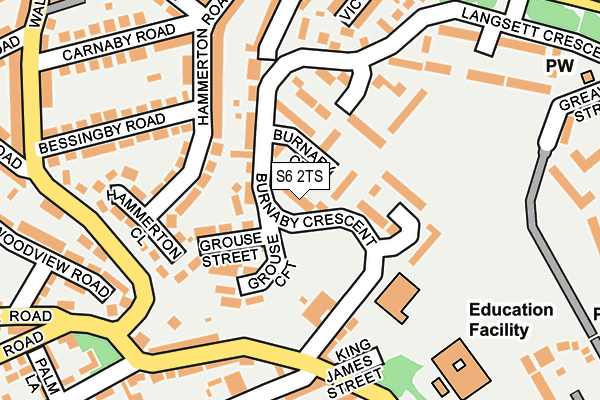 S6 2TS map - OS OpenMap – Local (Ordnance Survey)