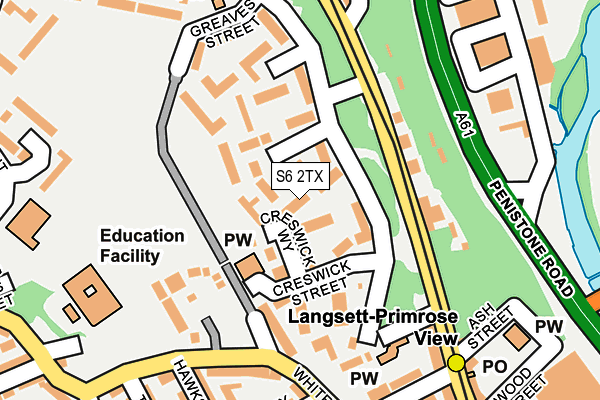 S6 2TX map - OS OpenMap – Local (Ordnance Survey)