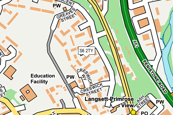 S6 2TY map - OS OpenMap – Local (Ordnance Survey)