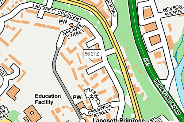 S6 2TZ map - OS OpenMap – Local (Ordnance Survey)