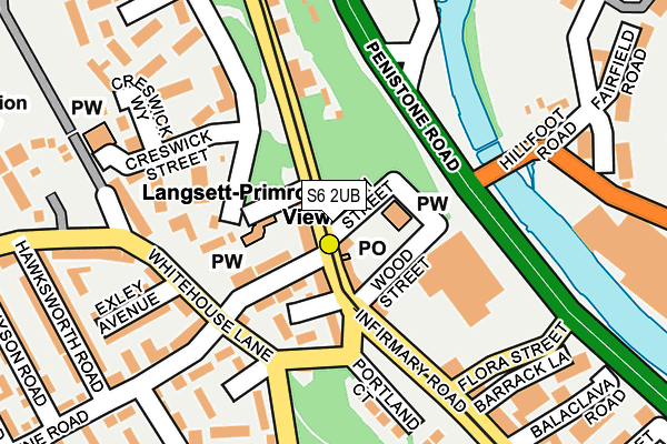 S6 2UB map - OS OpenMap – Local (Ordnance Survey)