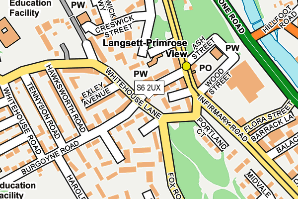 S6 2UX map - OS OpenMap – Local (Ordnance Survey)